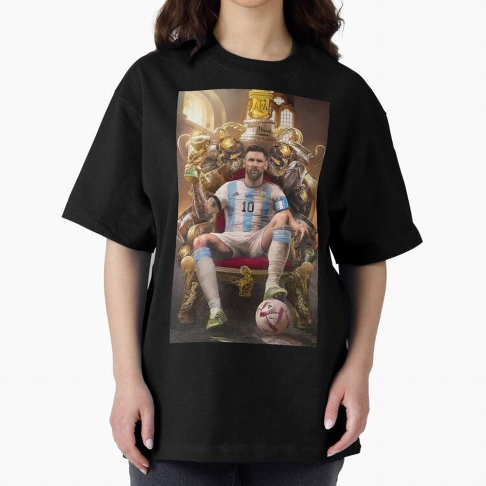 Lionel Messi Oversized T-Shirt Celebrate Every Goal in FIFA World Cup 2026 USA Canada Mexico Spirit, Featuring Spain, Haaland and Mbappe, Supporter Pride, Iconic Celebrations, Legendary Names and Global Match Day Energy; Great for Supporters Who