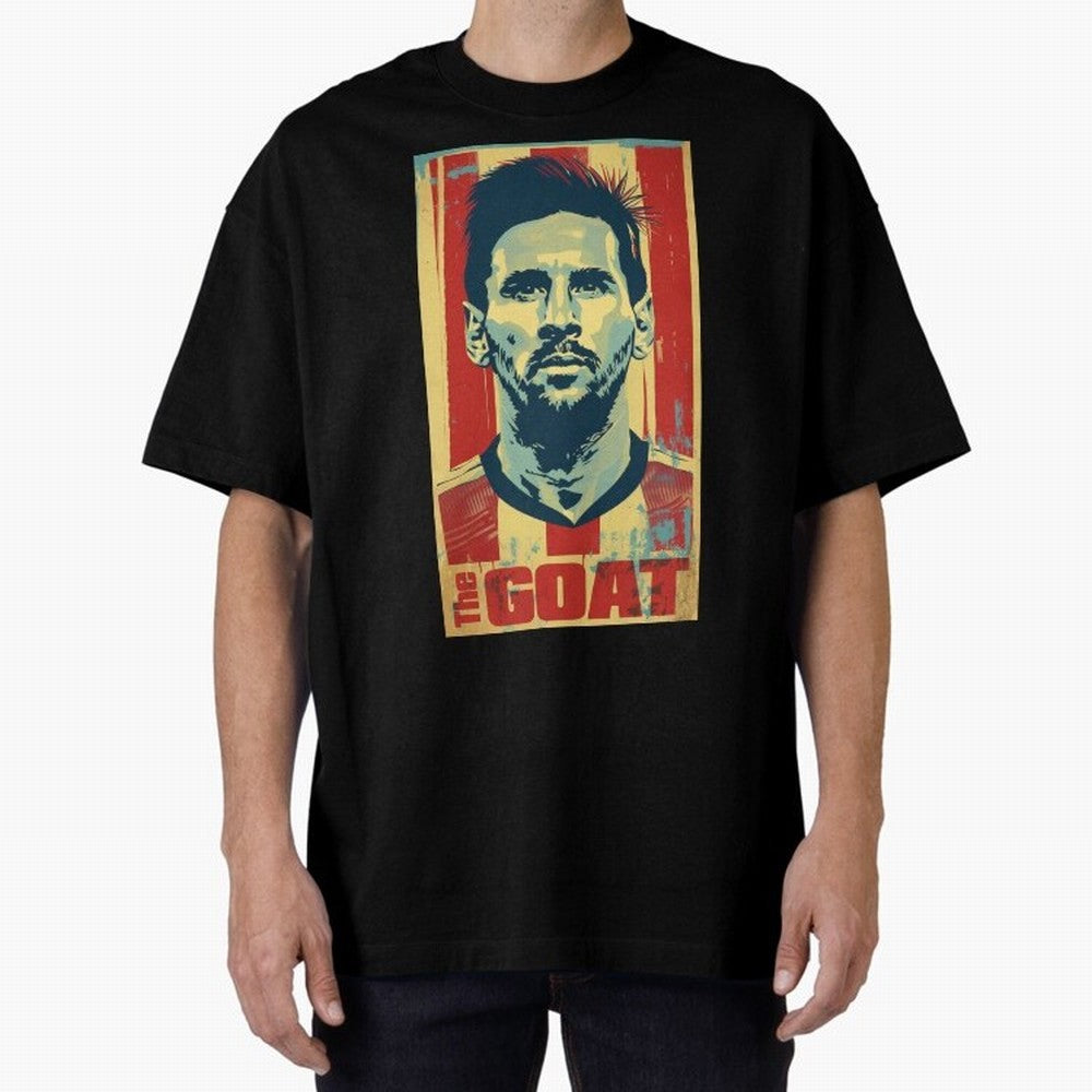 Messi The GOAT Graphic poster design Oversized T-Shirt Mark FIFA World Cup 2026 Inspired by Mbappe, Germany Energy, Sports Nostalgia, International Competition, Famous Players and Unforgettable Victories; Perfect for Supporters Who Want Bold