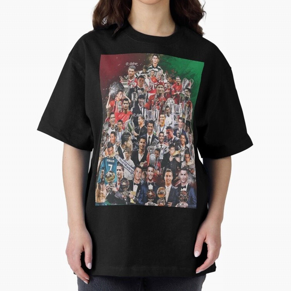 Cristiano Ronaldo (5th Ballon D'Or) Oversized T-Shirt Celebrate Fan Favorites in the FIFA World Cup 2026 Group Stage Journey through Haaland Highlights, Brazil, Portugal and Argentina Pride, Classic Soccer Heritage, Championship Pressure, Fan