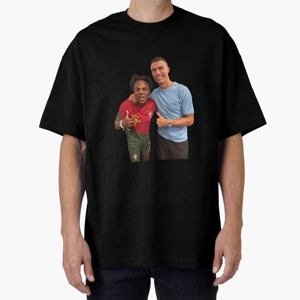 ISHOWSPEED MET RONALDO Oversized T-Shirt Join Supporters Worldwide for Match Day Hype around FIFA World Cup 2026 USA Canada Mexico, Mbappe and Neymar, Argentina and Brazil, Vintage Soccer Flavor, Modern Football Stars, National Flags and Final