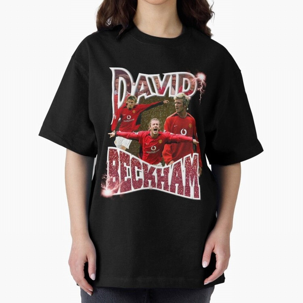 David Beckham Graphic Tee Oversized T-Shirt Celebrate Unforgettable Nights in Global Football Passion for FIFA World Cup 2026 Group Stage, Filled with Messi, CR7 and Mbappe, Argentina and Brazil, Football History, Final Match Energy, Crowd Noise