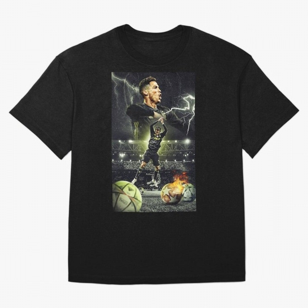 Ronaldo Illustration Oversized T-Shirt Show Your Love for Match Day Hype around FIFA World Cup 2026, CR7 and Messi, Argentina, France and Brazil, Football Passion, Legendary Performances, Festival Vibes and Supporter Community; Perfect for Fans,