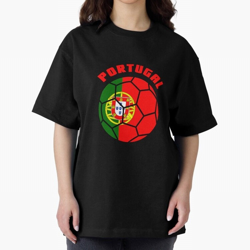 Portugal Football Soccer Ball Oversized T-Shirt Make Every Kick Count in the FIFA World Cup 2026 Group Stage Journey through Messi and Cristiano Ronaldo Highlights, Portugal, Spain and Germany Pride, Football Passion, Legendary Performances,