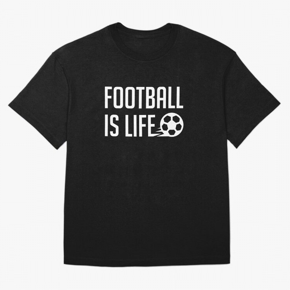 Football Is Life (Blue BG) Oversized T-Shirt Carry Global Football Passion for FIFA World Cup 2026 USA Canada Mexico, Made for Haaland and Mbappe, Brazil, Portugal and Argentina, Soccer Culture, Superstar Moments, National Team Dreams and