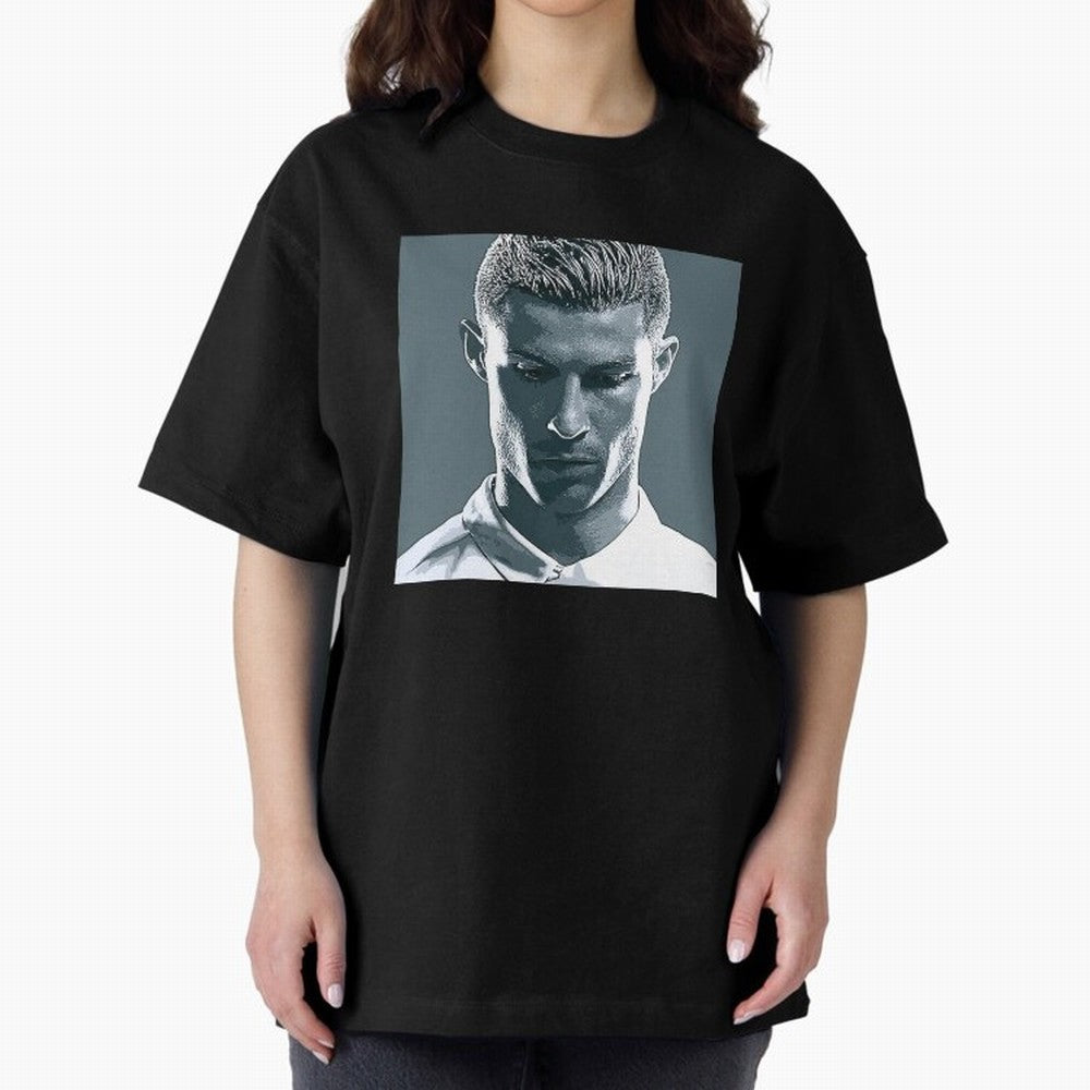 Ronaldo Portrait Oversized T-Shirt Represent Football Lovers during FIFA World Cup 2026 USA Canada Mexico for Fans of Mbappe and Neymar and England and Germany, Bringing Stadium Chants, National Pride, Trophy Dreams and Unforgettable Football