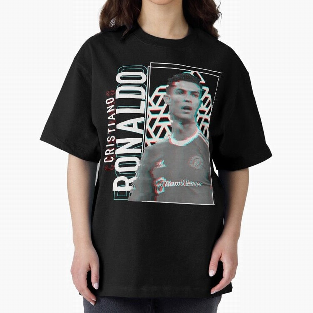 Cristiano Ronaldo Glith Effect Oversized T-Shirt Discover FIFA World Cup 2026 Group Stage Celebrating CR7, Spain Energy, Champion Mindset, Group Stage Buzz, Knockout Tension and Passionate Fan Culture; Ideal for Fans Who Follow Messi, Cristiano