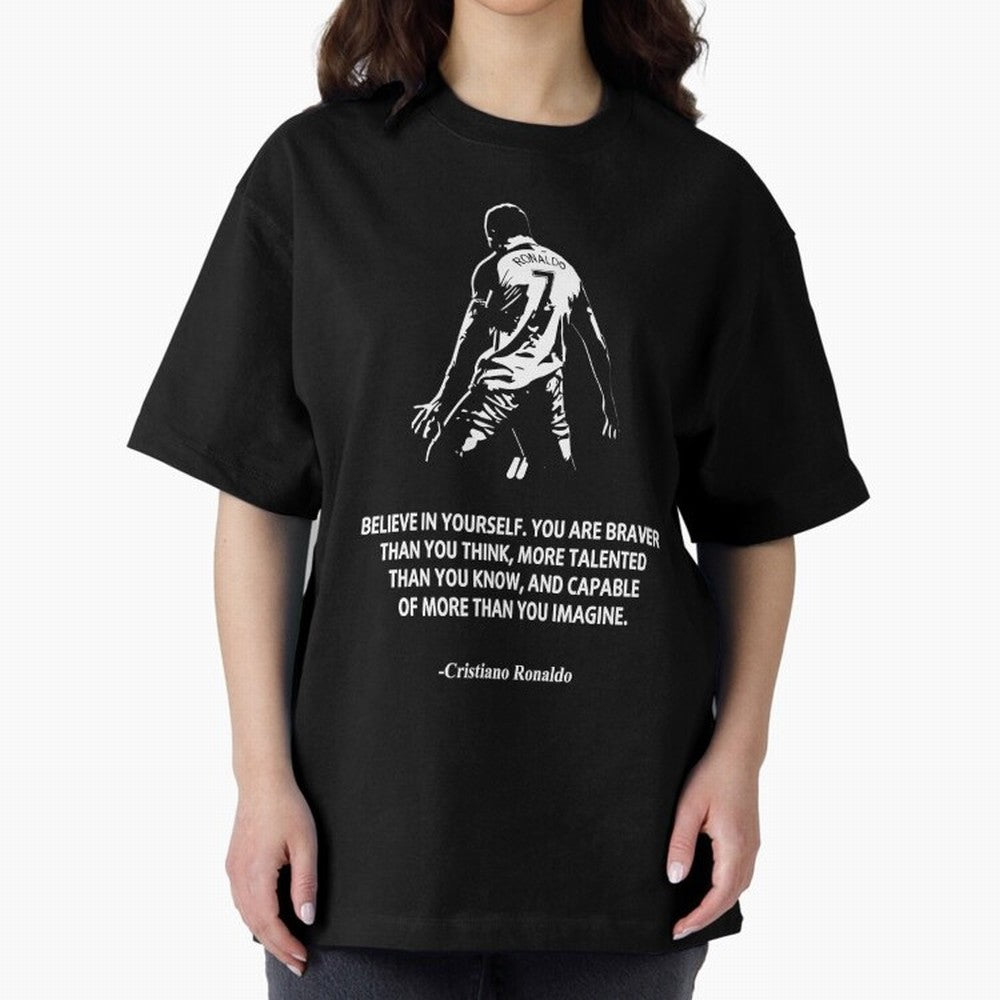 Cristiano Ronaldo Quotes Oversized T-Shirt Fuel FIFA World Cup 2026 Spirit, with Netherlands, Haaland and Mbappe, Supporter Pride, Iconic Celebrations, Legendary Names and Global Match Day Energy; Ideal for Football Dads, Football Moms, Friends,