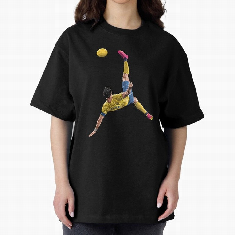 overheadkick bycyle shoot Oversized T-Shirt Stand with Match Day Hype around FIFA World Cup 2026 Group Stage, Neymar, Haaland and Cristiano Ronaldo, France and Portugal, Match Day Excitement, Supporter Culture, Golden Goals and Global Football