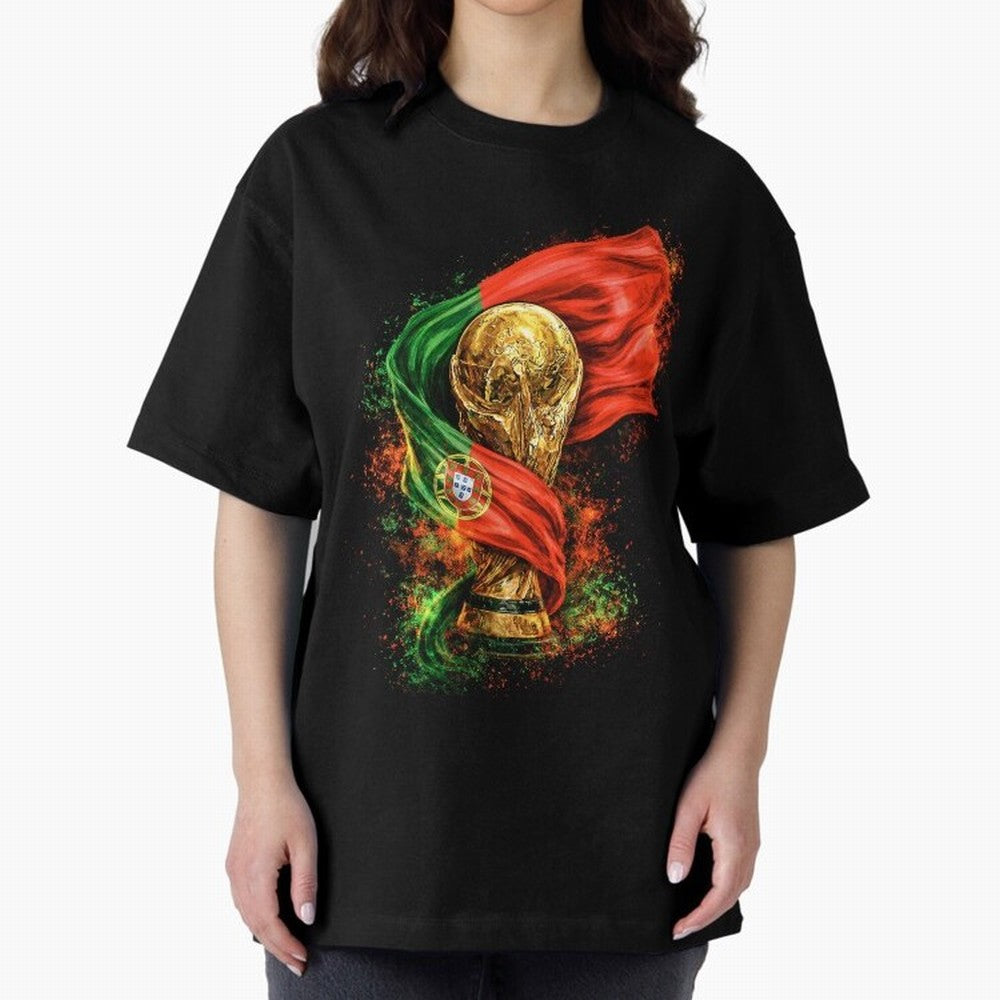 Portugal Football National Pride Oversized T-Shirt Represent Global Football Passion for FIFA World Cup 2026 Group Stage, Centered on Haaland, Portugal, Tournament Hype, Historic Matchups, Family Viewing Parties and Global Sports Pride; Ideal for