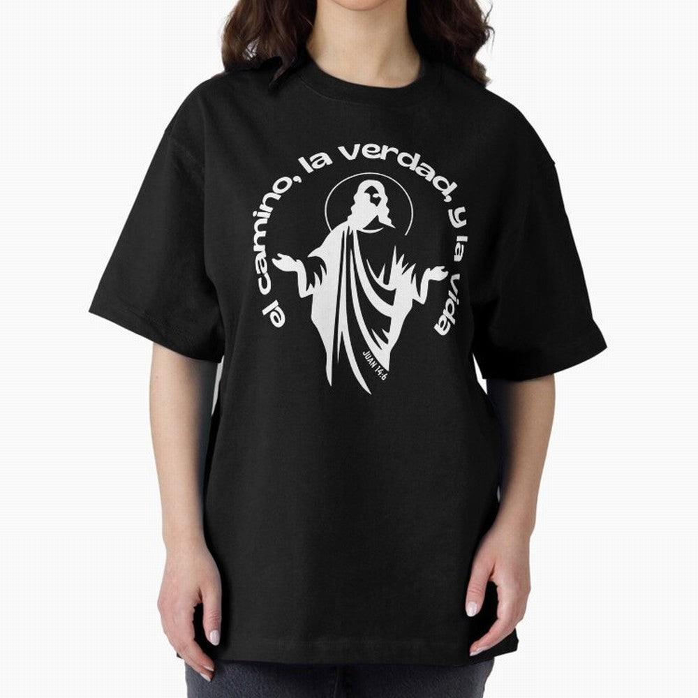 el camino, la verdad, y la vida Oversized T-Shirt Enjoy FIFA World Cup 2026 USA Canada Mexico Spirit, Connected to Portugal, CR7 and Messi, Vintage Soccer Flavor, Modern Football Stars, National Flags and Final Night Emotion; Ideal for Fans Who