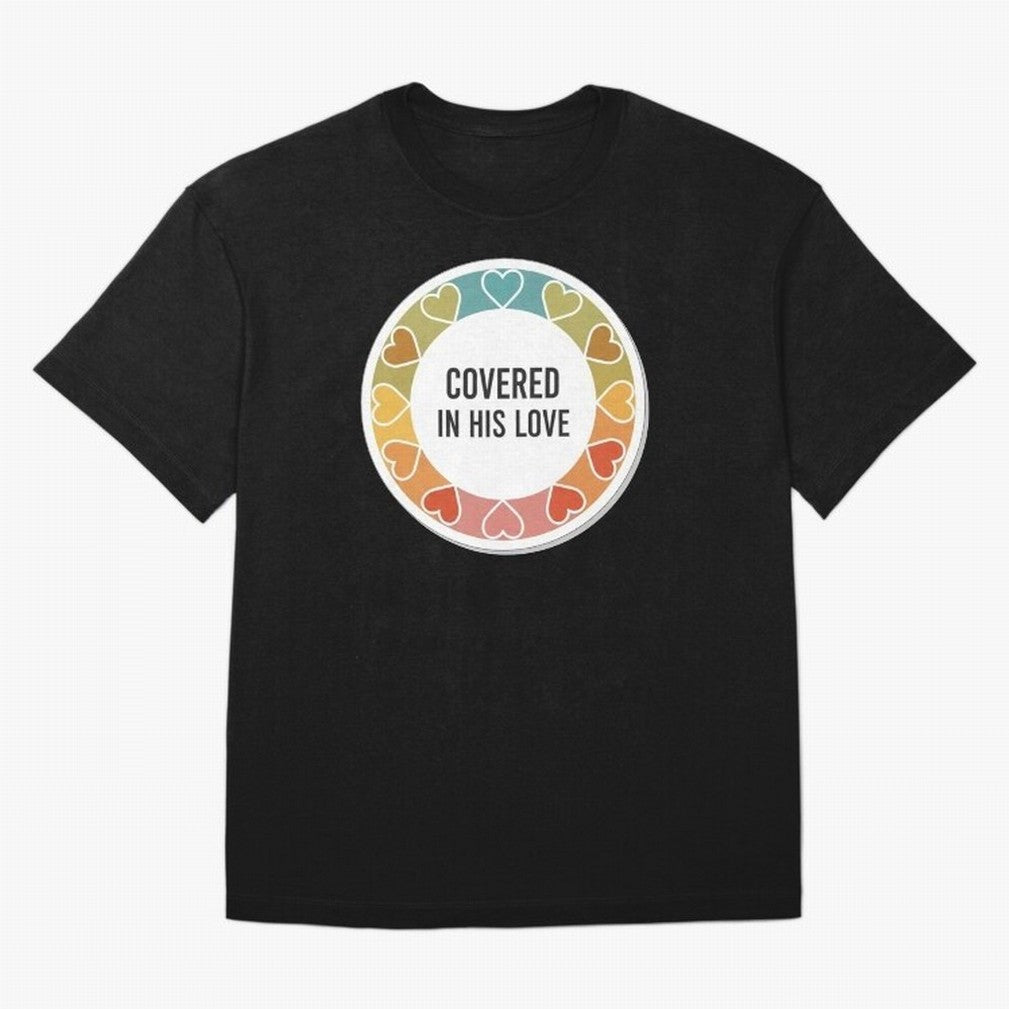 Covered in His Love Christian Encouragement Sticker Oversized T-Shirt Feel Match Day Hype around FIFA World Cup 2026 USA Canada Mexico, CR7 and Messi, Portugal, Spain and Germany, Champion Mindset, Group Stage Buzz, Knockout Tension and Passionate