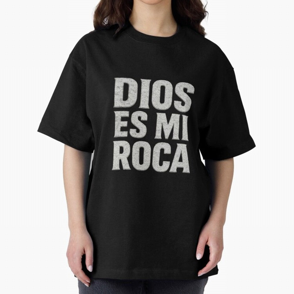 DIOS ES MI ROCA - White Stone Typography - Christian Oversized T-Shirt Honor Champions and Dreams in FIFA World Cup 2026 USA Canada Mexico Spirit, Highlighting Argentina, France and Brazil, Messi, Neymar and Mbappe, Stadium Chants, National Pride,