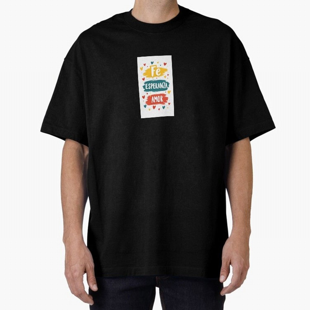 Fe Esperanza Amor Oversized T-Shirt Make Every Kick Count in Match Day Hype around FIFA World Cup 2026 USA Canada Mexico, CR7 and Messi, Argentina, Vintage Soccer Flavor, Modern Football Stars, National Flags and Final Night Emotion; Created for
