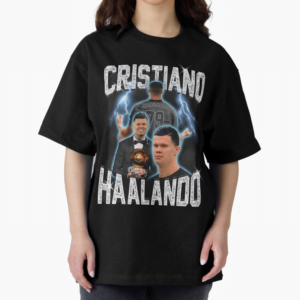 Cristiano Haalando Lightning Poster For Football Fans and Gift For Sports Lovers Oversized T-Shirt Showcase FIFA World Cup 2026 Spirit, with England, France and Netherlands, Cristiano Ronaldo, Football Festival Excitement, Trophy Ambitions, Country