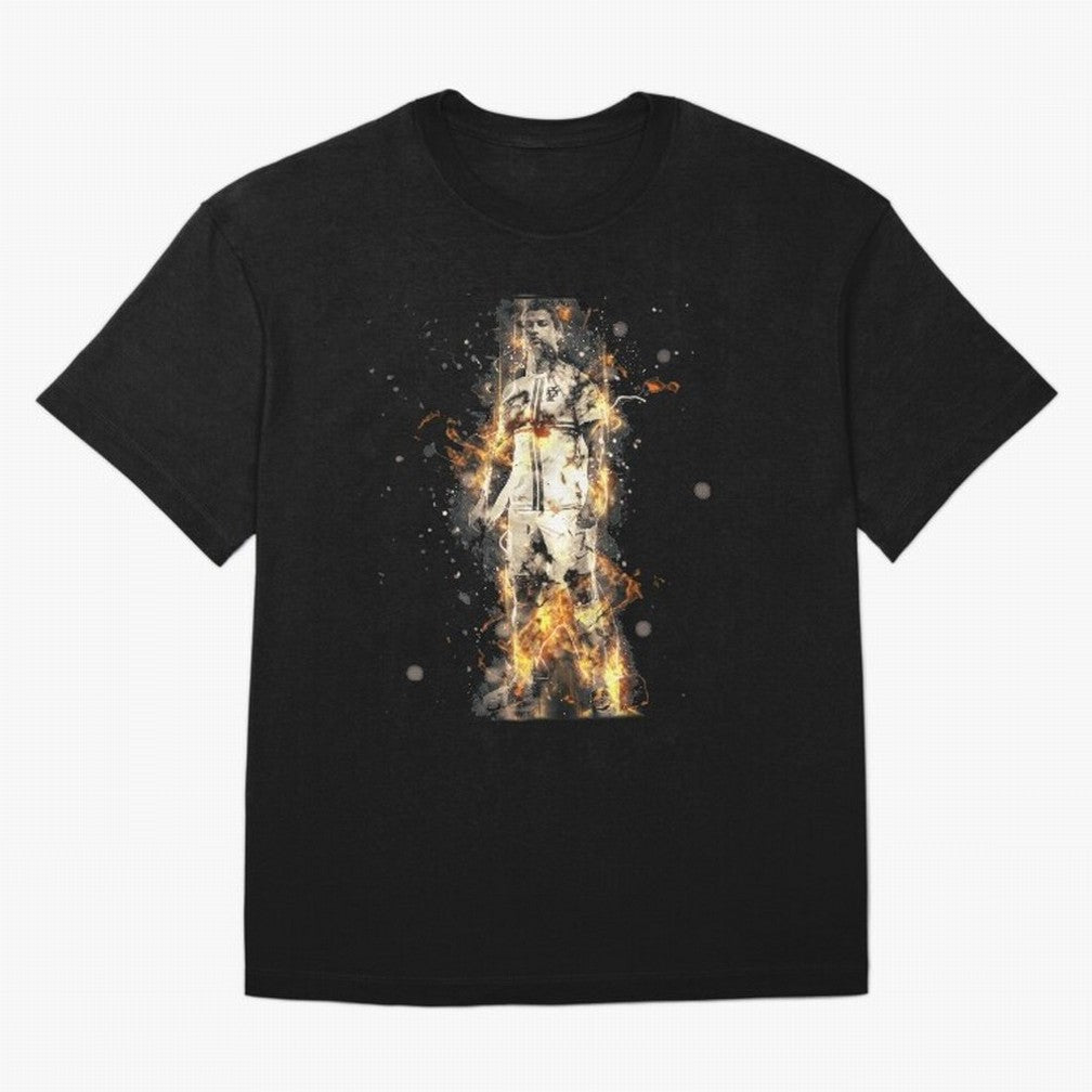 Ronaldo On Fire T Shirt Cristiano Cr7 Soccer S Jersey Men Madrid 7 Portugal Football Real White Kids Tee Mens Black Oversized T-Shirt Keep the Match Day Mood of Match Day Hype around FIFA World Cup 2026, Neymar, Haaland and Cristiano Ronaldo,