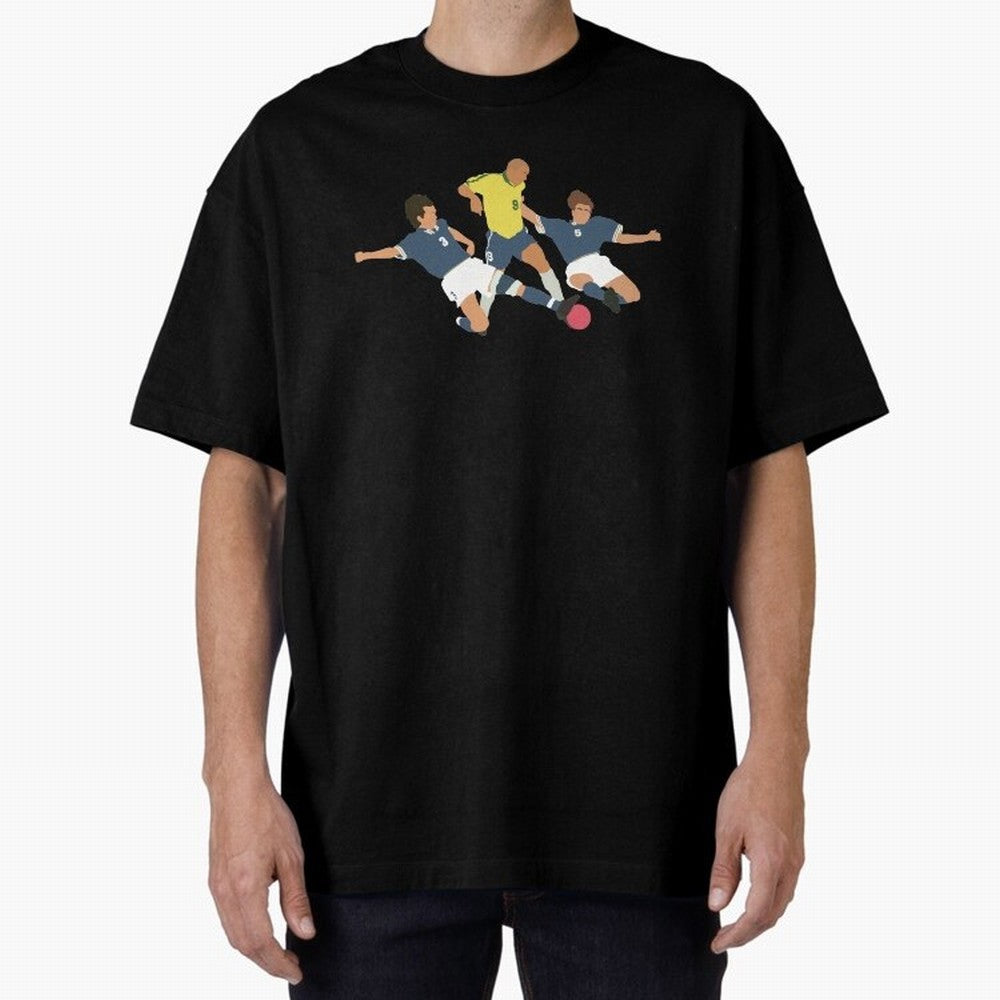 Ronaldo vs Maldini & Cannavaro Iconic Football Moment Oversized T-Shirt Enjoy Match Day Hype around FIFA World Cup 2026 USA Canada Mexico, Messi, England, Retro Football Energy, Iconic Rivalries, Trophy Chase Drama and Stadium Atmosphere; Ideal for