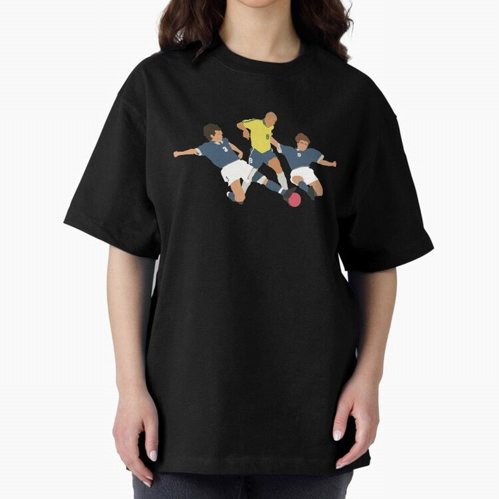 Ronaldo vs Maldini & Cannavaro Iconic Football Moment Oversized T-Shirt Enjoy Match Day Hype around FIFA World Cup 2026 USA Canada Mexico, Messi, England, Retro Football Energy, Iconic Rivalries, Trophy Chase Drama and Stadium Atmosphere; Ideal for