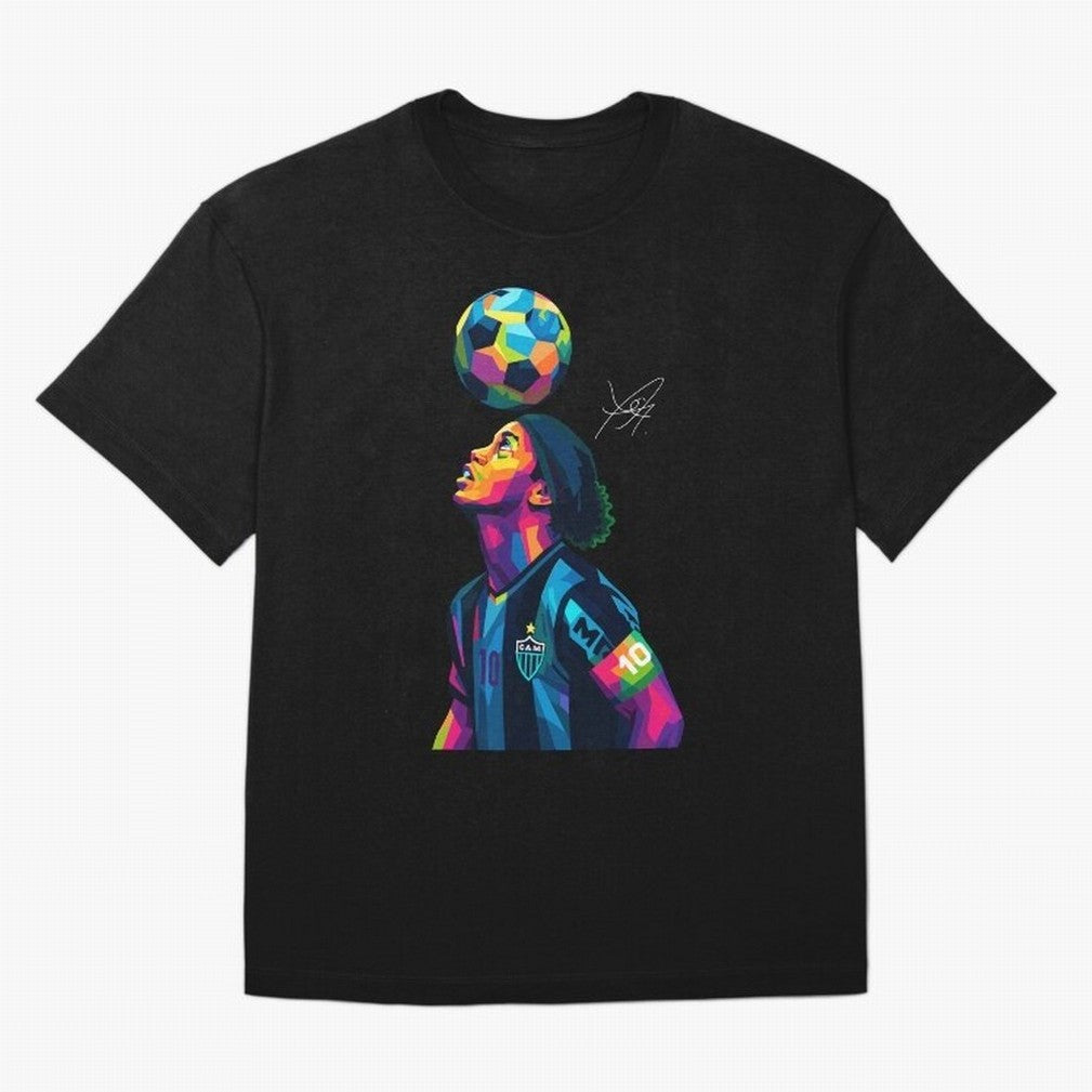 Ronaldinho Wpap Art Oversized T-Shirt Turn Football Passion into FIFA World Cup 2026 for Fans of Haaland and Mbappe and Portugal, Bringing Football Festival Excitement, Trophy Ambitions, Country Rivalries and Star Player Buzz; Built for Supporters