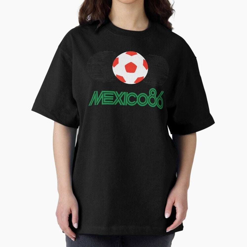Mexico 86 Oversized T-Shirt Carry the Colors and Pride of Match Day Hype around FIFA World Cup 2026 USA Canada Mexico, Haaland and Mbappe, France and Portugal, Worldwide Fan Energy, Dramatic Goals, Stadium Lights and Championship Celebrations;