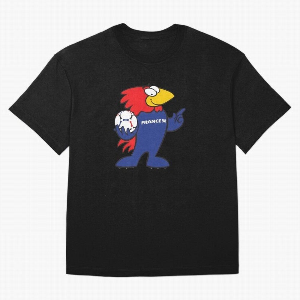 Footix - World Cup 98' Mascote Logo Oversized T-Shirt Show Your Stadium Side during FIFA World Cup 2026 for Fans of Messi, CR7 and Mbappe and Argentina, France and Brazil, Bringing Stadium Memories, Football Loyalty, International Chants and