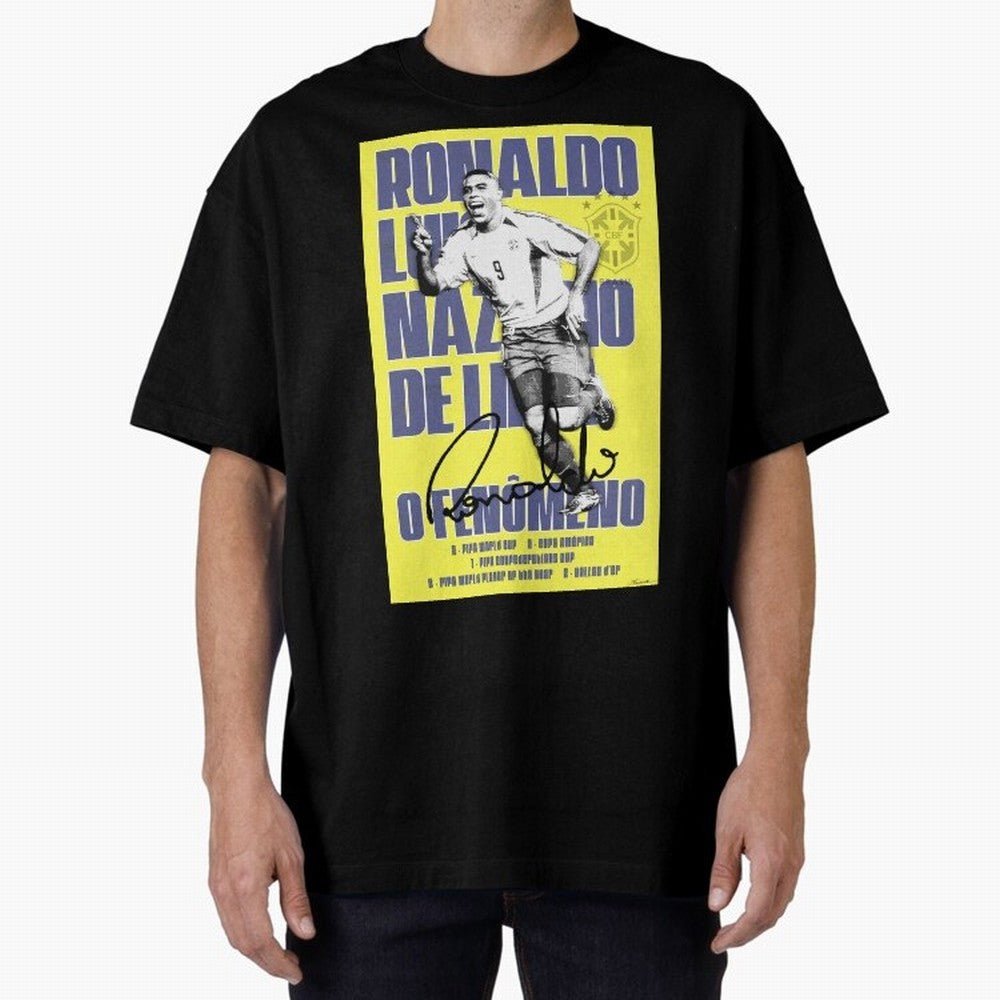 R9 Ronaldo Nazario Poster Oversized T-Shirt Honor the Football Icons of Match Day Hype around FIFA World Cup 2026 Group Stage, CR7 and Messi, Argentina and Brazil, Supporter Pride, Iconic Celebrations, Legendary Names and Global Match Day Energy;