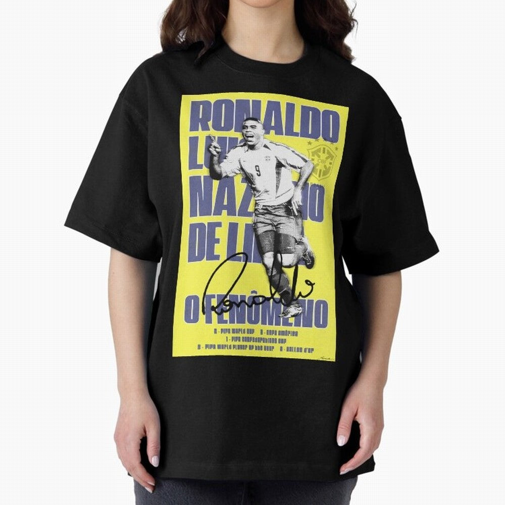 R9 Ronaldo Nazario Poster Oversized T-Shirt Honor the Football Icons of Match Day Hype around FIFA World Cup 2026 Group Stage, CR7 and Messi, Argentina and Brazil, Supporter Pride, Iconic Celebrations, Legendary Names and Global Match Day Energy;