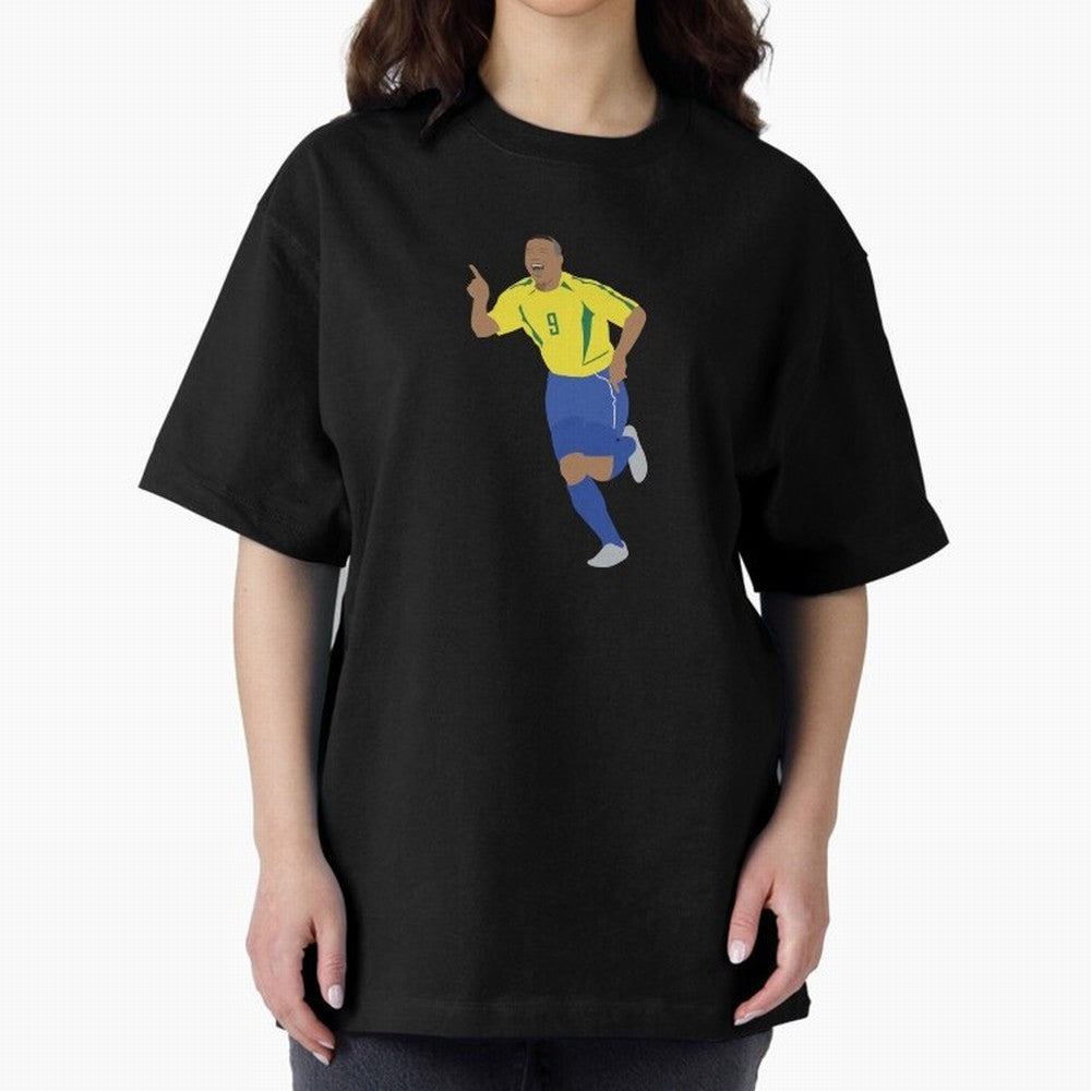 R9 Brazil - Ronaldo Oversized T-Shirt Celebrate Unforgettable Nights in Global Football Passion for FIFA World Cup 2026 Group Stage, Filled with Messi, CR7 and Mbappe, Argentina and Brazil, Football History, Final Match Energy, Crowd Noise and Once