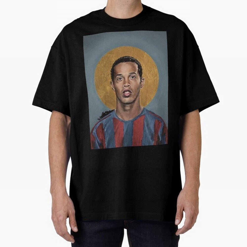 Art Ronaldinho Painting Oversized T-Shirt Follow Global Football Passion for FIFA World Cup 2026, Celebrating Haaland and Mbappe, Netherlands, Retro Football Energy, Iconic Rivalries, Trophy Chase Drama and Stadium Atmosphere; Great for Watch