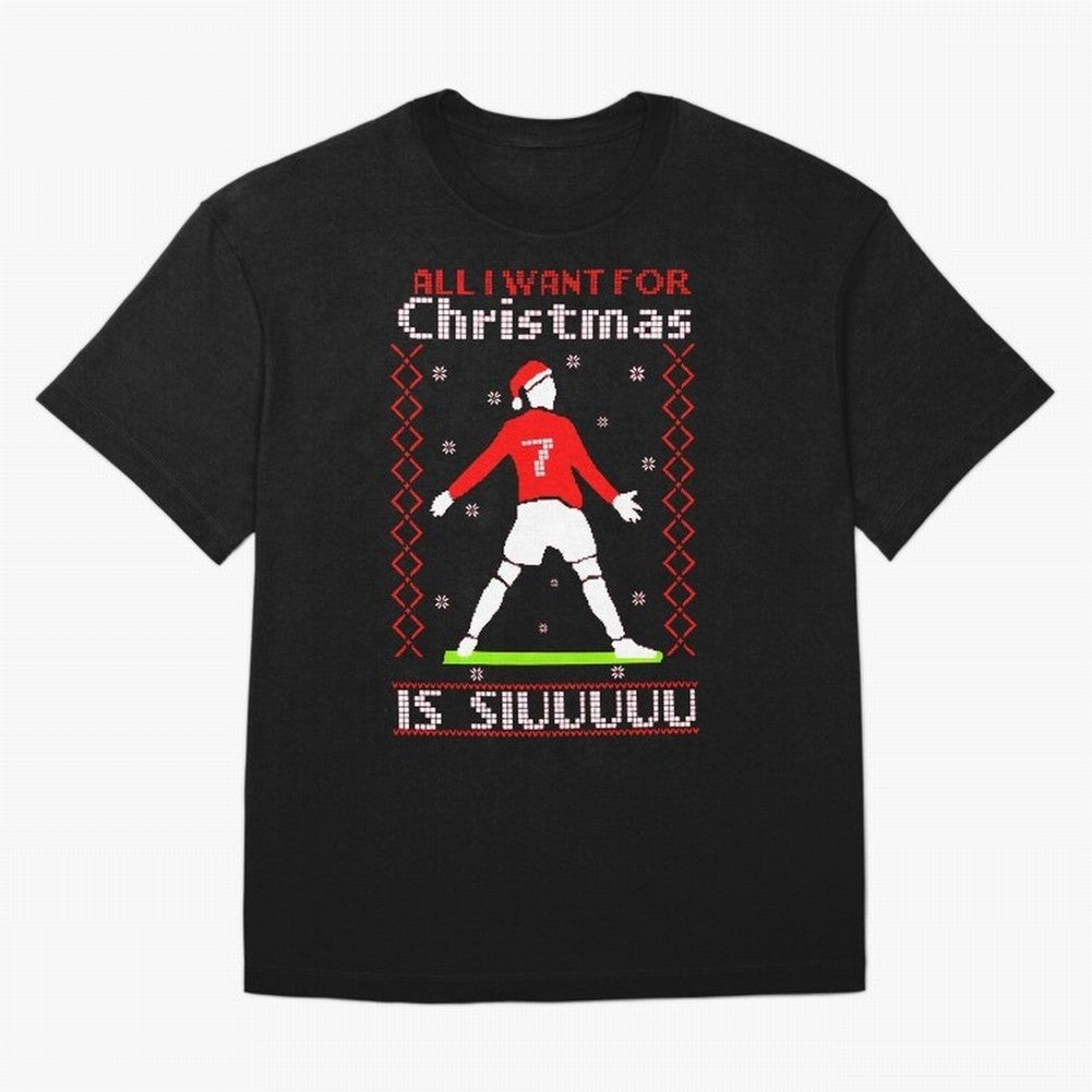 All I Want for Christmas Is Siu Ronaldo Oversized T-Shirt Follow Every Goal of FIFA World Cup 2026 Group Stage for Fans of Cristiano Ronaldo and Argentina, Bringing Football History, Final Match Energy, Crowd Noise and Once in a Lifetime Moments;