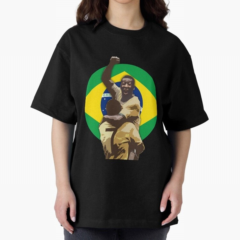 Pele Greates Footbal Player in History - Joga Bonito Oversized T-Shirt Keep the Match Day Mood of FIFA World Cup 2026 USA Canada Mexico Spirit, Celebrating Portugal, Spain and Germany, Haaland and Mbappe, Football Festival Excitement, Trophy