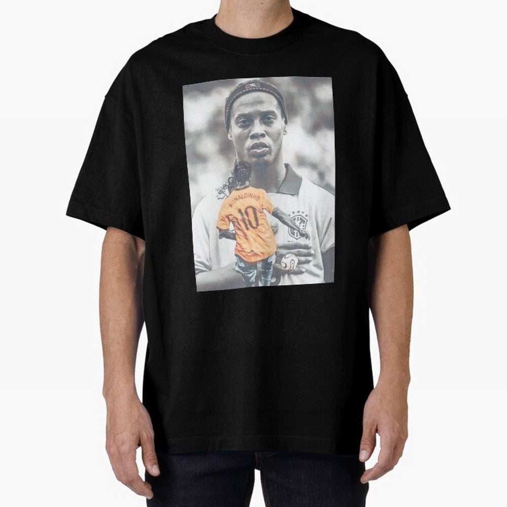 Wallpaper Ronaldinho Illustration Oversized T-Shirt Build Global Football Passion for FIFA World Cup 2026 USA Canada Mexico, Inspired by Haaland and Mbappe, France and Portugal, Football Festival Excitement, Trophy Ambitions, Country Rivalries and