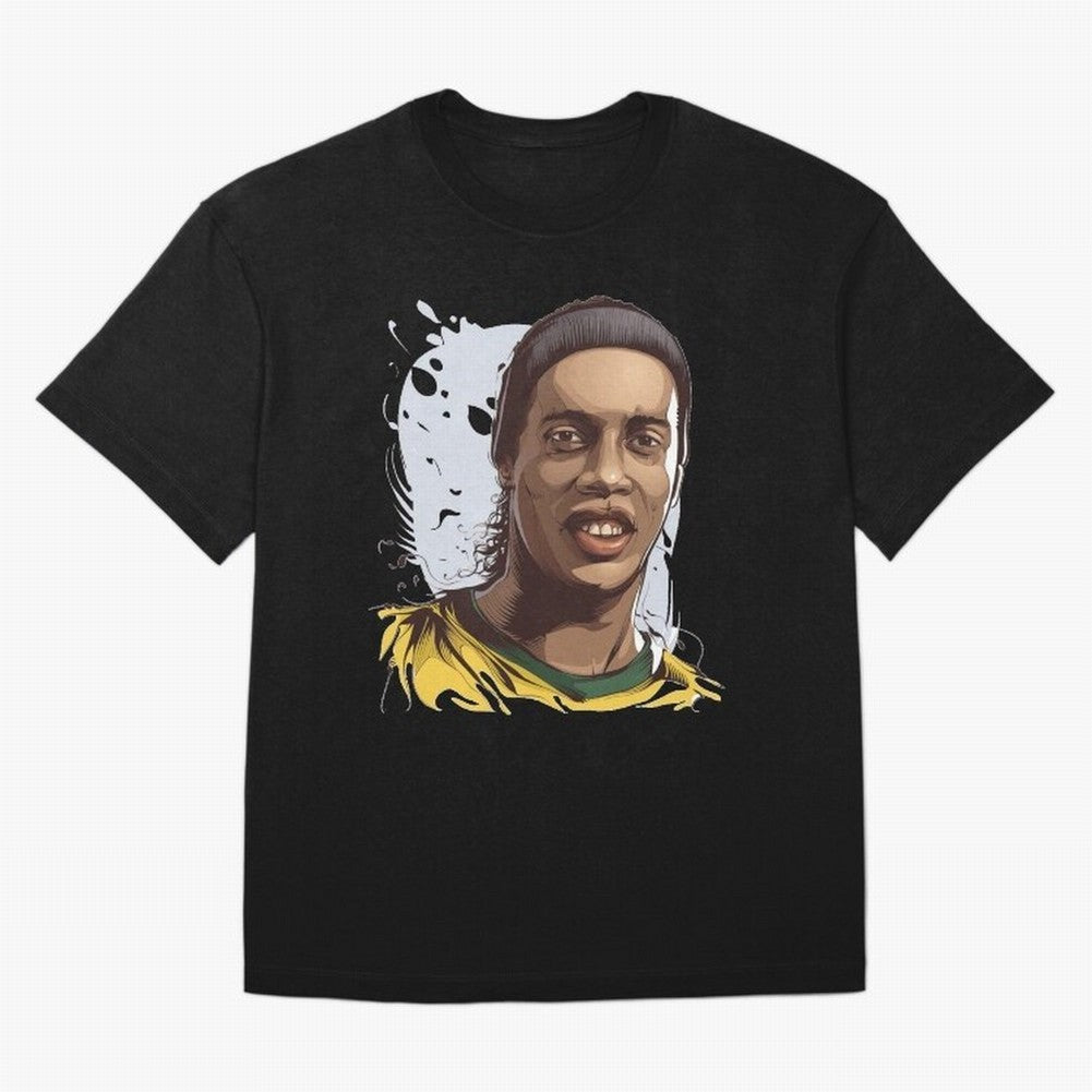 Illustration Ronaldinho Art Oversized T-Shirt Join the Global Buzz around FIFA World Cup 2026 Group Stage for Fans of Mbappe and Neymar and Germany, Bringing Global Supporter Spirit, Legendary Goals, National Colors and Tournament Celebration;