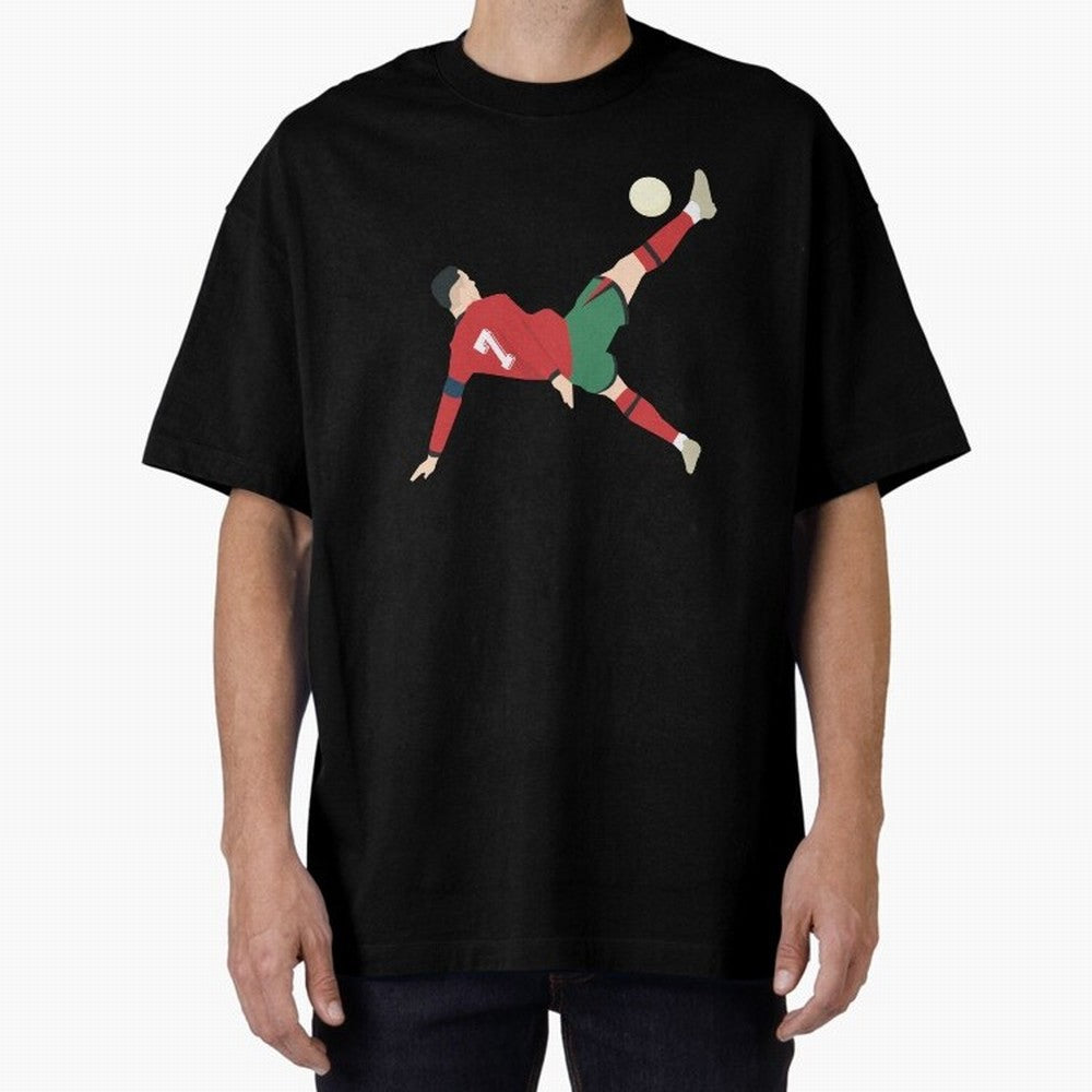 Cristiano Ronaldo CR7 Portugal Oversized T-Shirt Celebrate the Road through FIFA World Cup 2026 Group Stage Capturing Mbappe, Spain Energy, Retro Football Energy, Iconic Rivalries, Trophy Chase Drama and Stadium Atmosphere; Perfect for Fans,