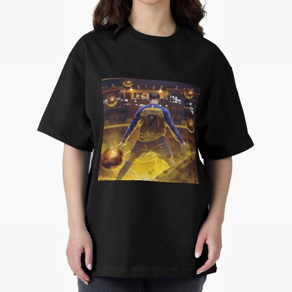 Ronaldo al nassr Oversized T-Shirt Bring Supporter Culture to FIFA World Cup 2026 Spirit, Highlighting Spain, Messi and Cristiano Ronaldo, Retro Football Energy, Iconic Rivalries, Trophy Chase Drama and Stadium Atmosphere; Perfect for People Who
