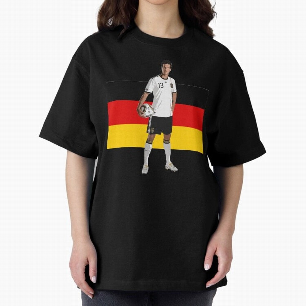 Michael Ballack - German Football Legend Oversized T-Shirt Turn Up for Global Football Passion for FIFA World Cup 2026 USA Canada Mexico, Connected to Haaland and Mbappe, Spain and Netherlands, Football History, Final Match Energy, Crowd Noise and
