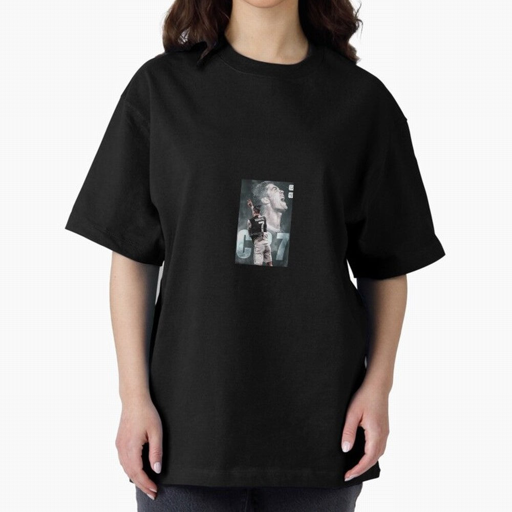 Ronaldo sticker Oversized T-Shirt Mark FIFA World Cup 2026 Spirit, Centered on Brazil, Portugal and Argentina, Cristiano Ronaldo, Haaland and CR7, Sports Nostalgia, International Competition, Famous Players and Unforgettable Victories; Perfect for