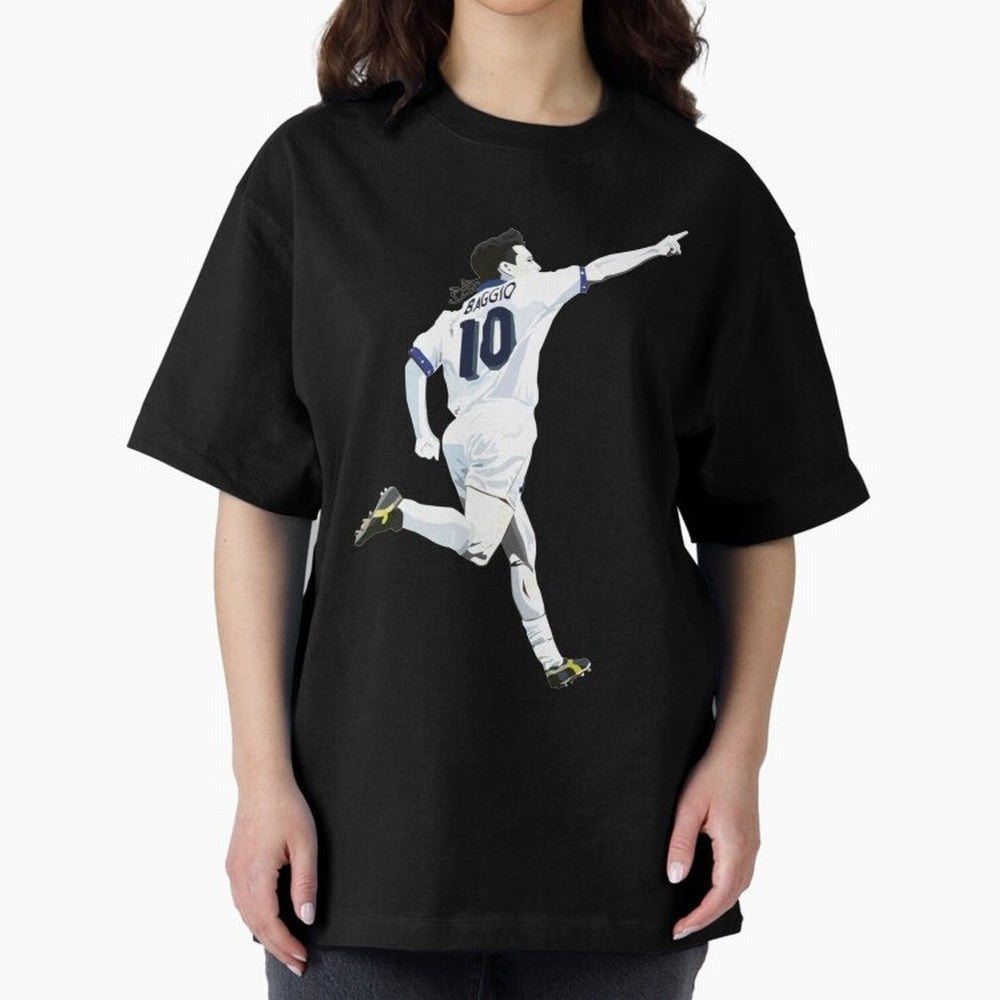 Roberto Baggio - Italy | Mbappe gift Oversized T-Shirt Bring a Champion Mindset to FIFA World Cup 2026 Group Stage Spirit, Highlighting Argentina, France and Brazil, Haaland and Mbappe, Championship Spirit, Famous Goals, Roaring Crowds and