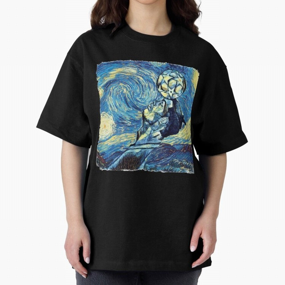 Ronaldo Ronaldo Van Gogh Style Oversized T-Shirt Join Supporters Worldwide for FIFA World Cup 2026 USA Canada Mexico for Fans of CR7 and Messi and England, Bringing Goal Celebration Energy, Supporter Heritage, Football Icons and Worldwide