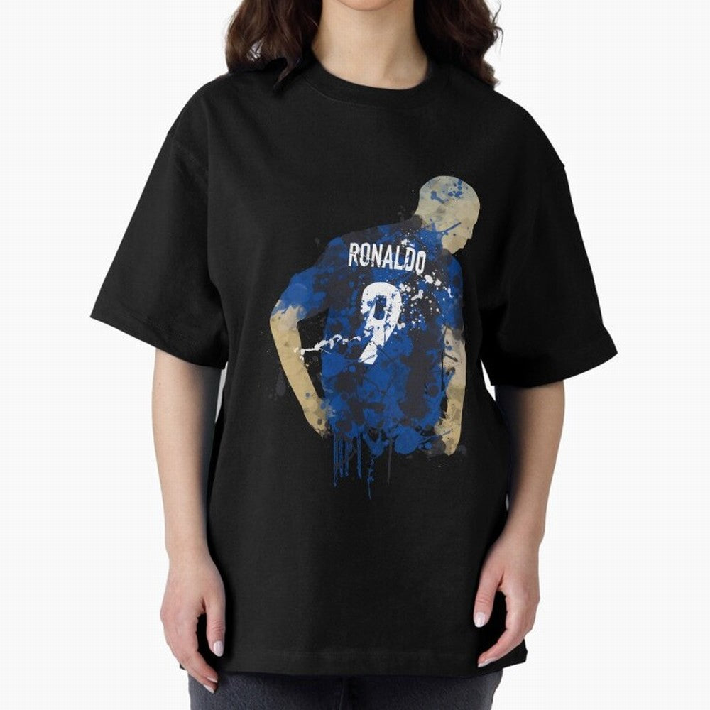 Ronaldo Number 9 Art Oversized T-Shirt Celebrate Global Passion for FIFA World Cup 2026 Spirit, Filled with Brazil, Neymar, Stadium Memories, Football Loyalty, International Chants and Championship Tradition; Made for Die Hard Supporters, Soccer