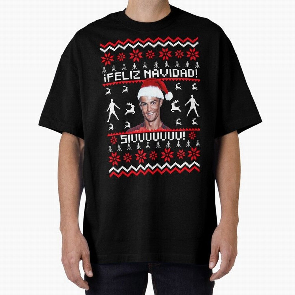 Cristiano Ronaldo El Bicho SIUU Ugly Sweater Oversized T-Shirt Celebrate FIFA World Cup 2026 Spirit, Filled with Spain, Cristiano Ronaldo, Champion Mindset, Group Stage Buzz, Knockout Tension and Passionate Fan Culture; Ideal for Football Dads,
