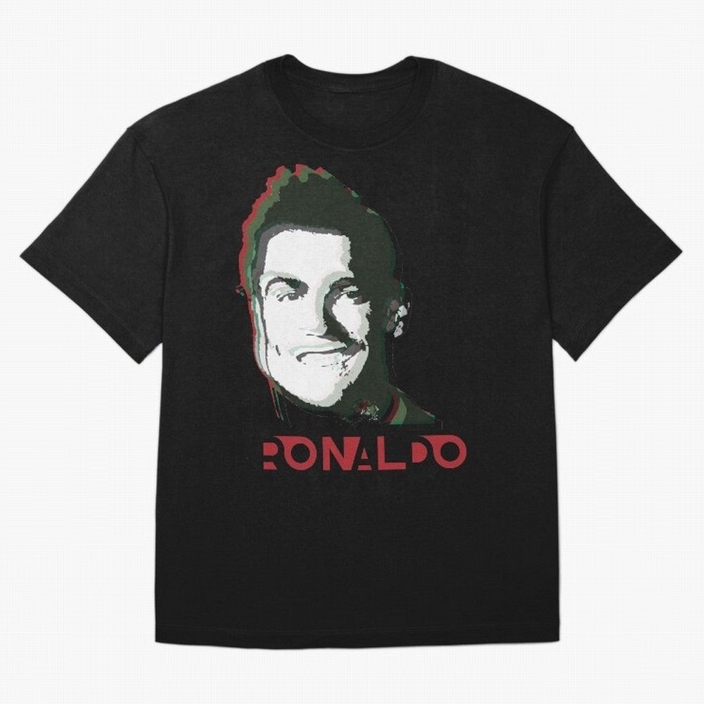 Portugal Football Captain Cristiano Ronaldo 3D Anaglyph Portrait Oversized T-Shirt Experience the Global Stage of FIFA World Cup 2026 USA Canada Mexico Capturing Neymar, Portugal Energy, Football History, Final Match Energy, Crowd Noise and Once in