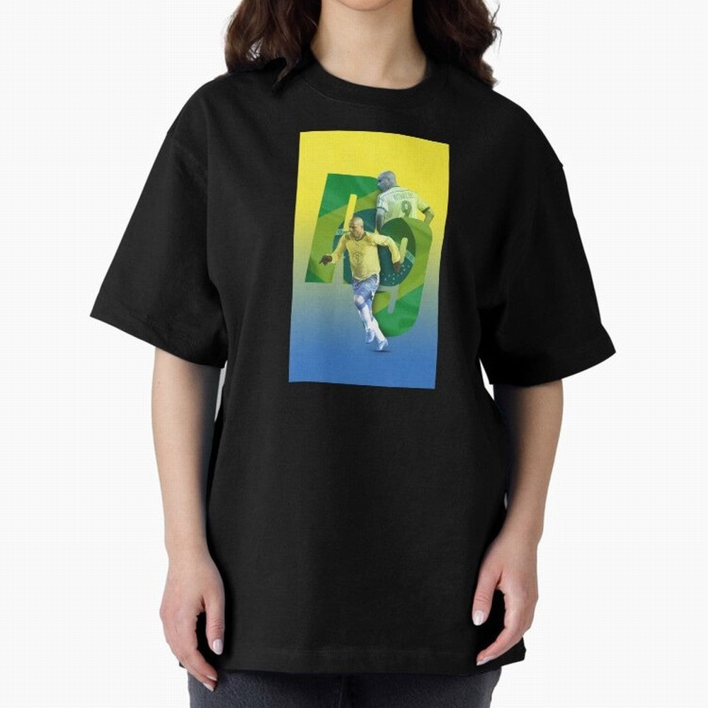 Ronaldo Luis Nazario de Lima Illustration Oversized T-Shirt Show Passion for the Stars of FIFA World Cup 2026 Group Stage Celebrating CR7, Argentina Energy, Worldwide Fan Energy, Dramatic Goals, Stadium Lights and Championship Celebrations; Ideal