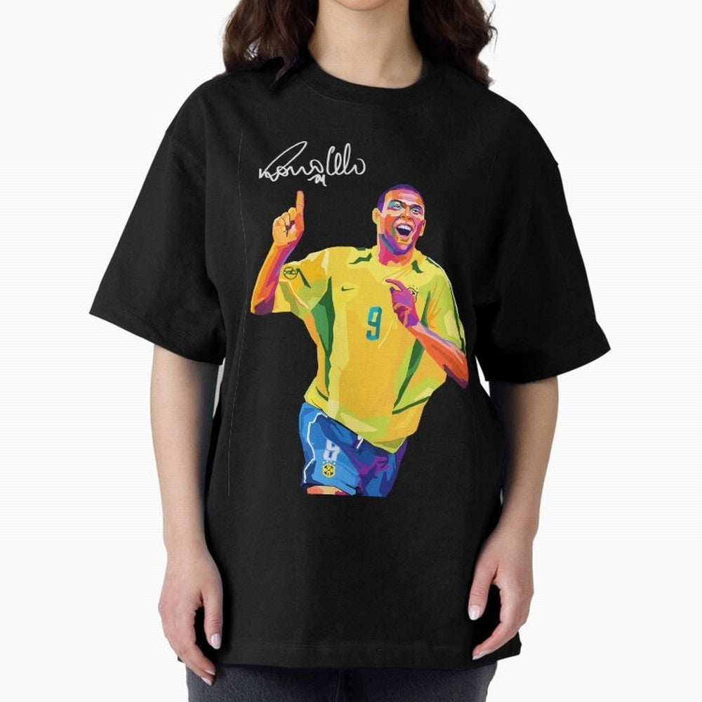 Ronaldo Nazario Pop Art Oversized T-Shirt Honor Champions and Dreams in FIFA World Cup 2026 Group Stage Connected to Mbappe and Neymar, Brazil, Portugal and Argentina Energy, Football Passion, Legendary Performances, Festival Vibes and Supporter