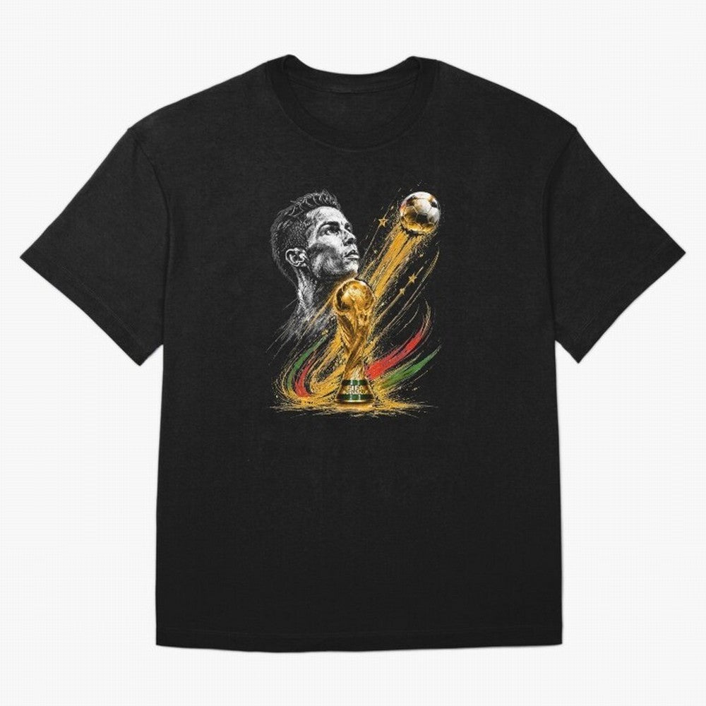 Ronaldo with World Cup Oversized T-Shirt Show Your Love for FIFA World Cup 2026 USA Canada Mexico with CR7 and Messi, England, France and Netherlands Energy, Soccer Culture, Superstar Moments, National Team Dreams and Competitive Fire; Built for