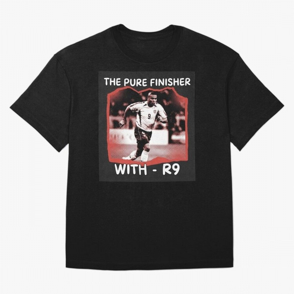 Ronaldo R9 The Pure Finisher Vintage Oversized T-Shirt Celebrate Soccer Greatness during FIFA World Cup 2026 Celebrating Haaland and Mbappe, Brazil Energy, Vintage Soccer Flavor, Modern Football Stars, National Flags and Final Night Emotion; Ideal