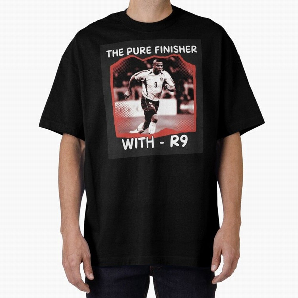Ronaldo R9 The Pure Finisher Vintage Oversized T-Shirt Celebrate Soccer Greatness during FIFA World Cup 2026 Celebrating Haaland and Mbappe, Brazil Energy, Vintage Soccer Flavor, Modern Football Stars, National Flags and Final Night Emotion; Ideal