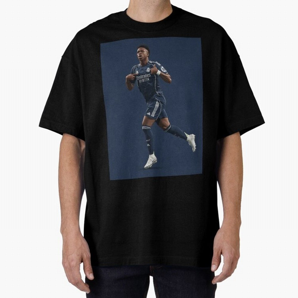 Vini Oversized T-Shirt Celebrate Golden Goal Energy in FIFA World Cup 2026 Group Stage Centered on Messi, CR7 and Mbappe, France and Portugal Energy, Retro Football Energy, Iconic Rivalries, Trophy Chase Drama and Stadium Atmosphere; Made for Die