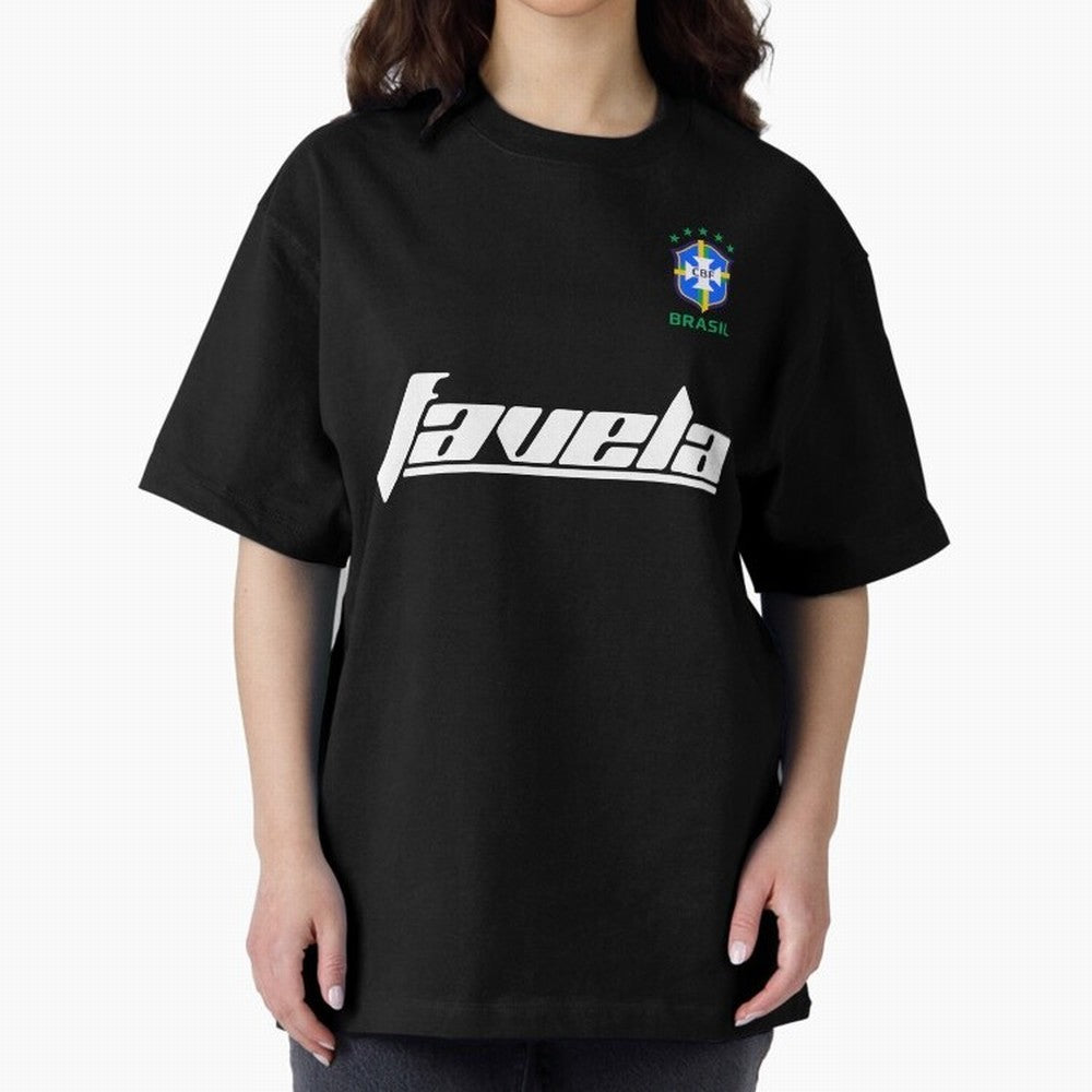 Brasil CBF WorldCup Favela Oversized T-Shirt Support the FIFA World Cup 2026 Journey through Haaland Highlights, Argentina, France and Brazil Pride, Championship Spirit, Famous Goals, Roaring Crowds and International Football Unity; Great for Watch