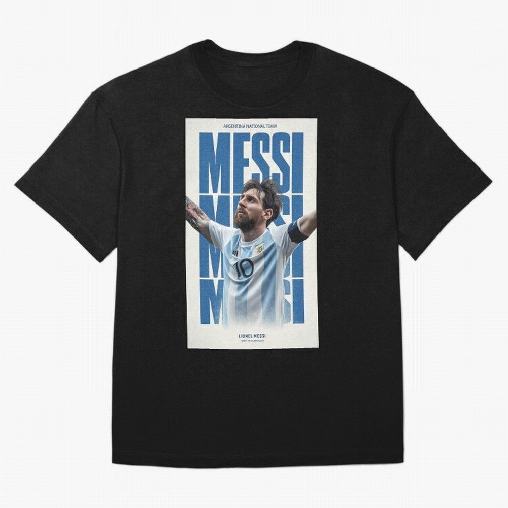 Messi Champion Graphic Oversized T-Shirt Celebrate Fan Culture around Global Football Passion for FIFA World Cup 2026 USA Canada Mexico, Capturing Neymar, Haaland and Cristiano Ronaldo, Brazil, Sports Nostalgia, International Competition, Famous
