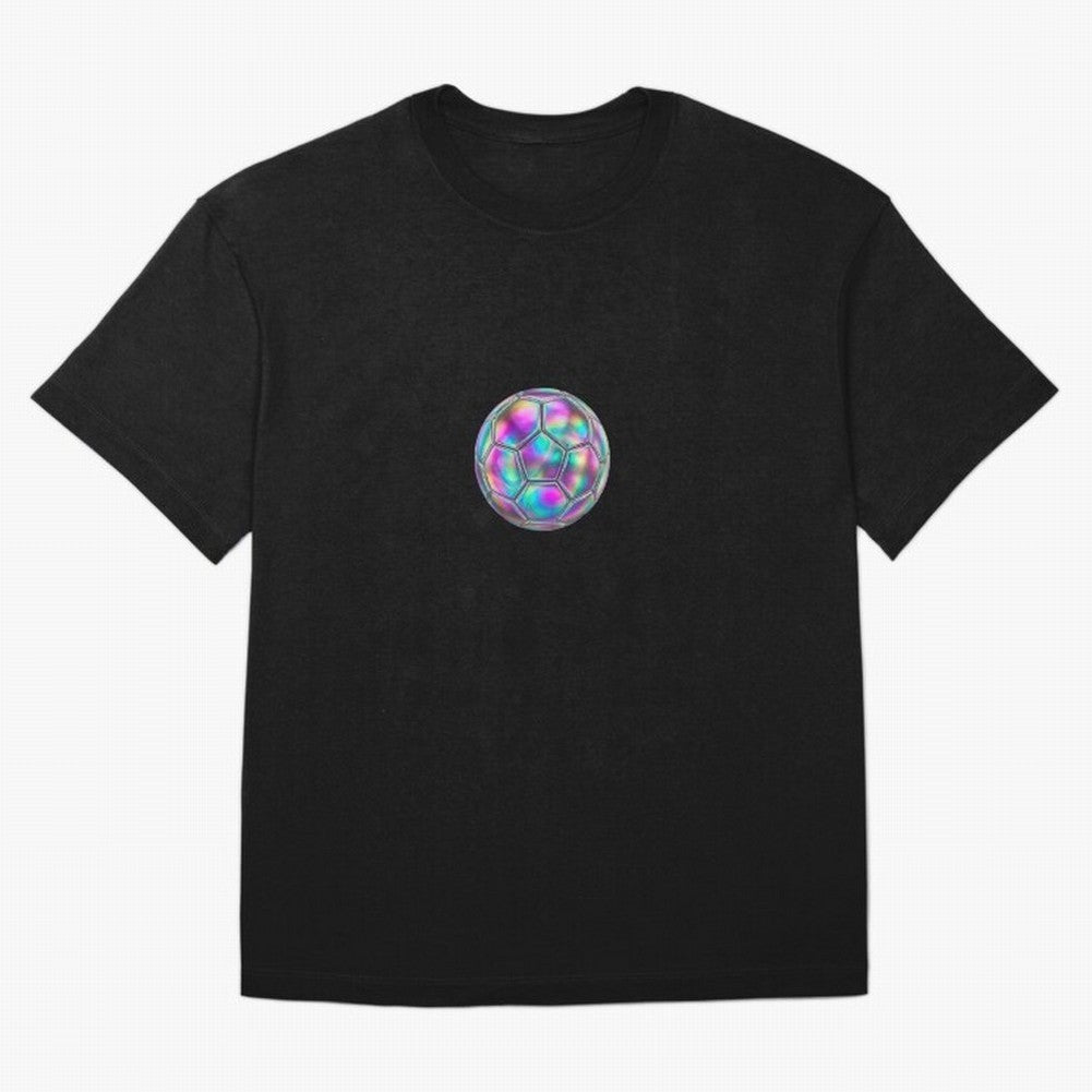 Soccer ball holographic sticker Oversized T-Shirt Share the FIFA World Cup 2026 Group Stage Journey through Mbappe and Neymar Highlights, France and Portugal Pride, Sports Nostalgia, International Competition, Famous Players and Unforgettable